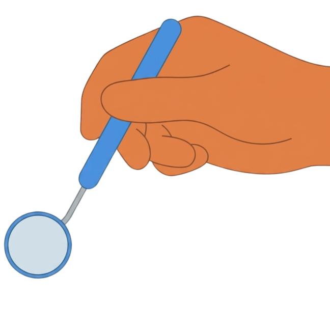 Hand holding a dental mirror